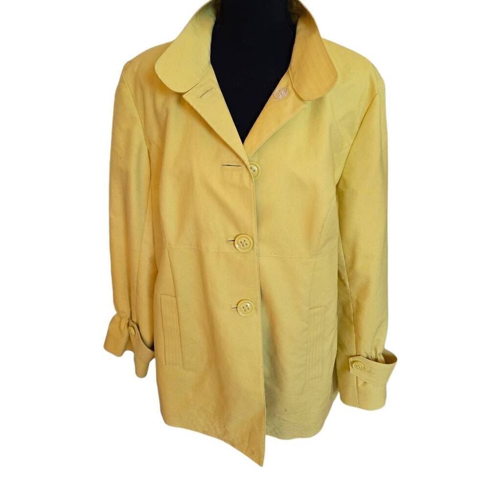Talbots Womens Fully Lined Button Front Mac Coat Jacket Yellow 14W